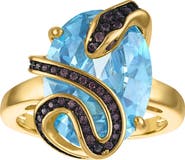 FZN Synthetic Blue Topaz Snake Ring
