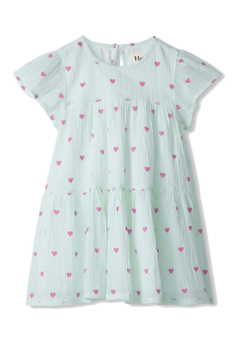 Little Hearts Cotton Tiered Dress, Main, color, BLUE LIGHT