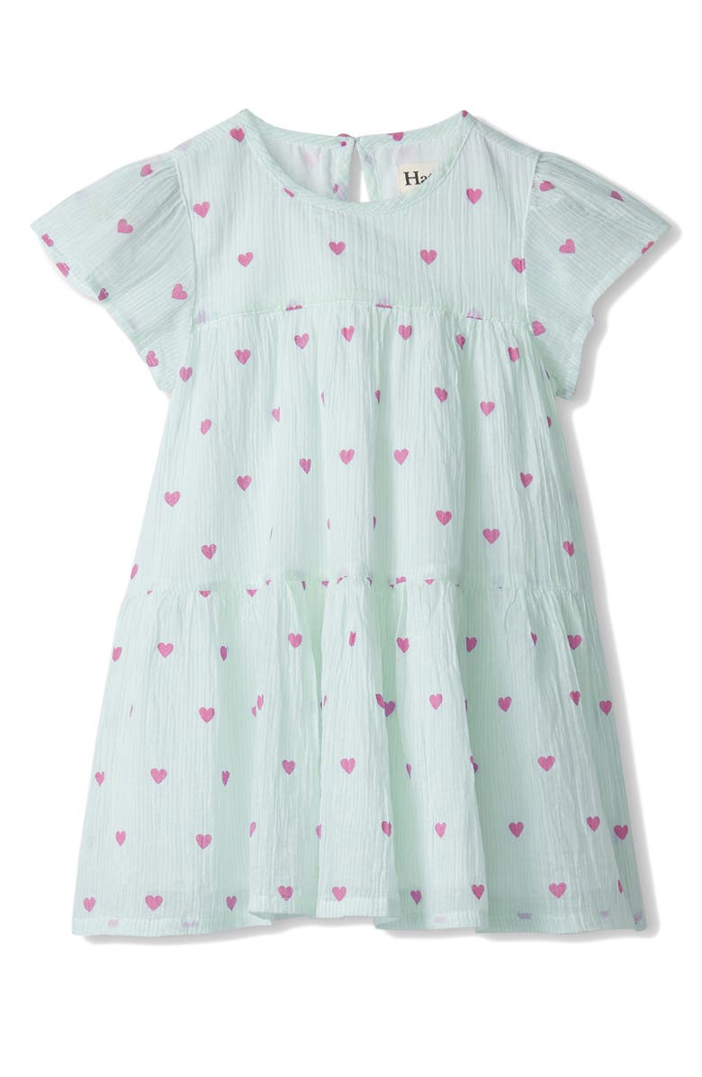 Hatley Little Hearts Cotton Tiered Dress, Main, color, Blue Light