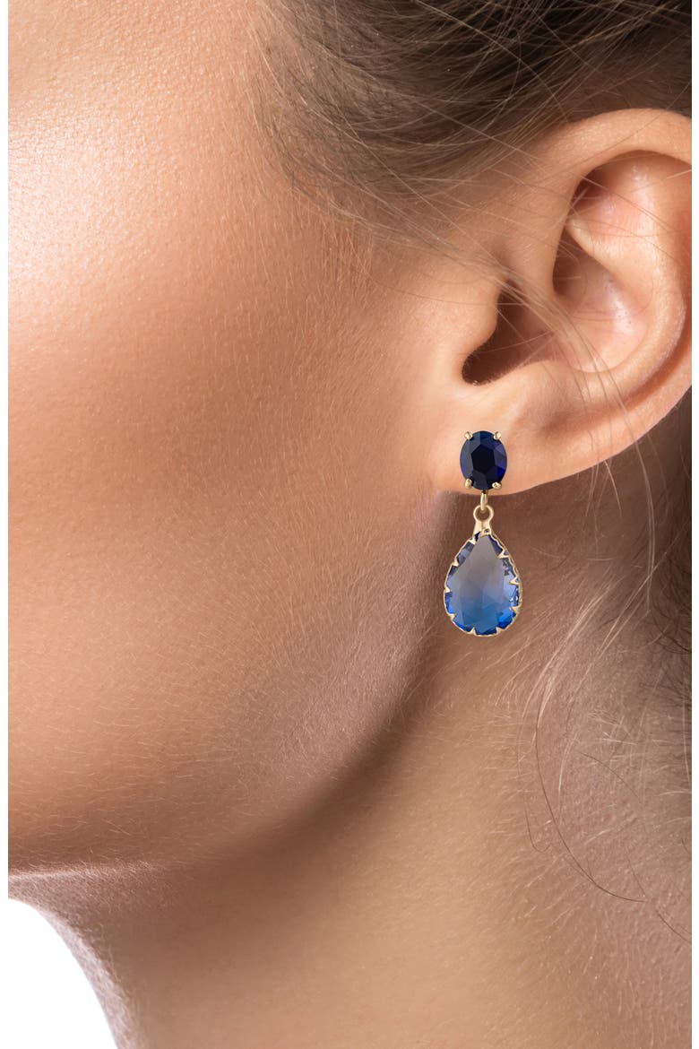Shades of Blue Drop Earrings, Alternate, color, BLUE/ GOLD