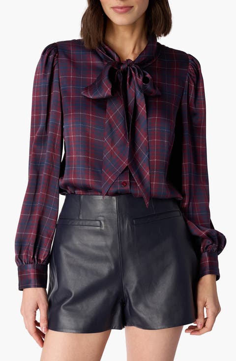 Rema Silk Charmeuse Tie Neck Top