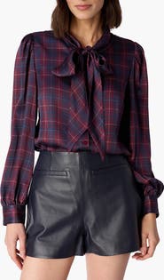 CAMI NYC Rema Silk Charmeuse Tie Neck Top