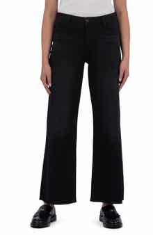 KUT from the Kloth Meg High Waist Raw Hem Wide Leg Jeans