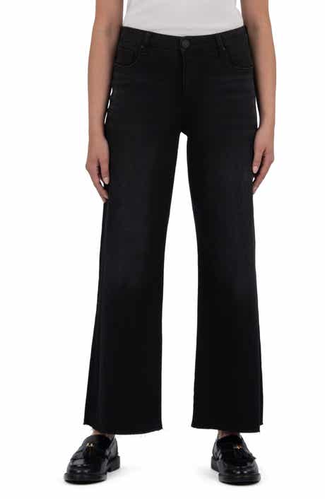 KUT from the Kloth Meg High Waist Raw Hem Wide Leg Jeans