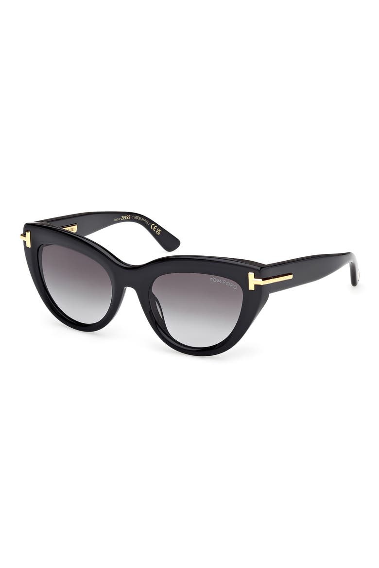 Icon 52mm Cat Eye Sunglasses, Alternate, color, SHINY BLACK BEVELED / SMOKE