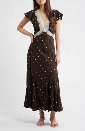 Mattia Lace Trim Polka Dot Maxi Dress