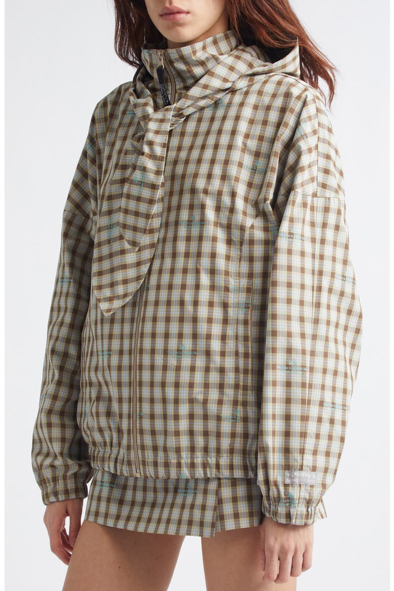 Eddy Plaid Jacket with Bonnet Hood, Alternate, color, BROWN MULTI