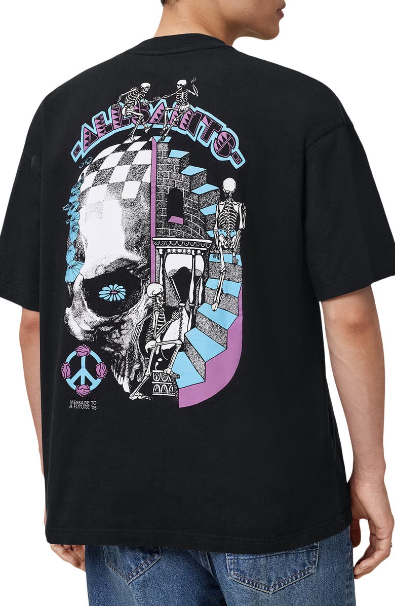 AllSaints Reincarnate Cotton Graphic T-shirt, Alternate, color, Washed Black