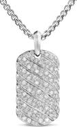 David Yurman Sculpted Cable Tag in Sterling Silver with Diamonds, 35mm