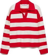 MANGO Stripe Polo Sweater