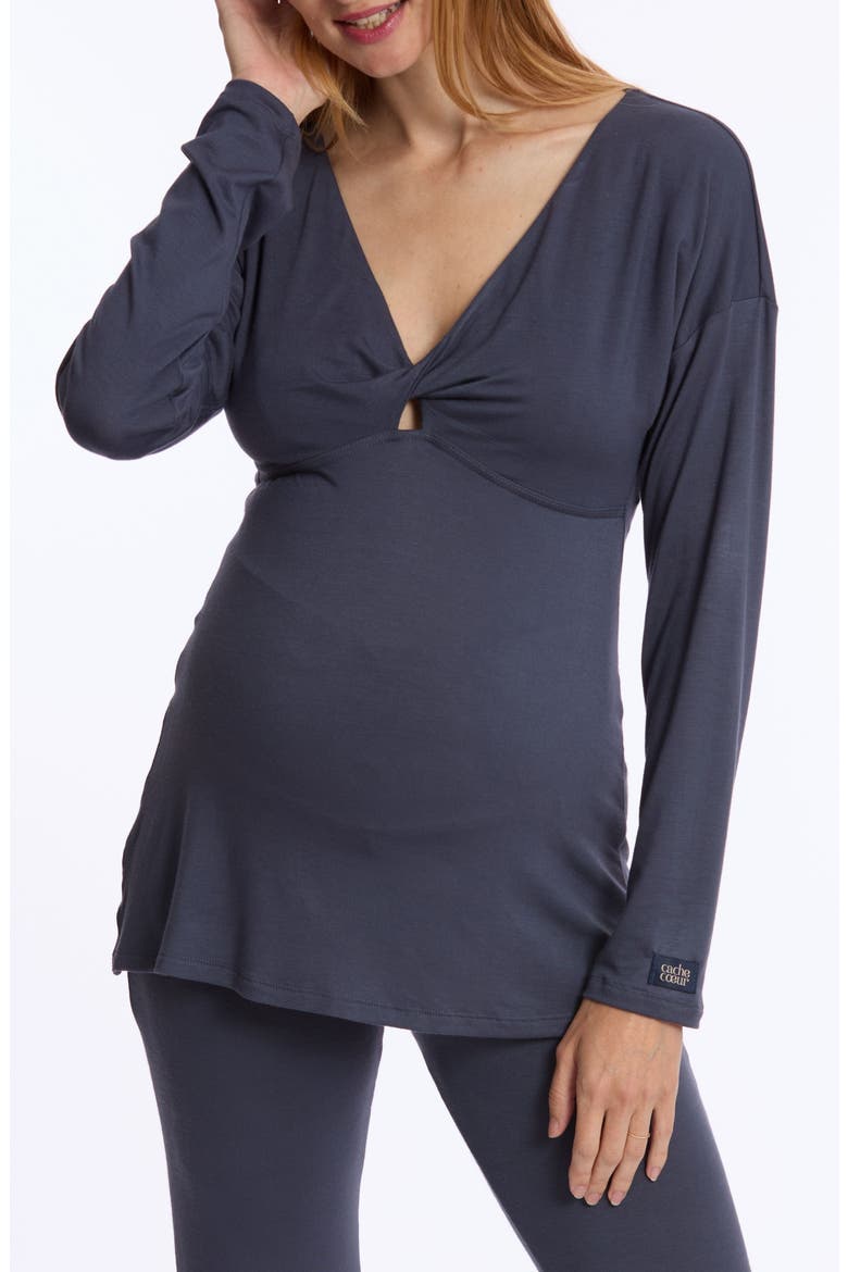 Louna Maternity and Nursing Long Sleeve T-Shirt, Alternate, color, MIDNIGHT BLUE