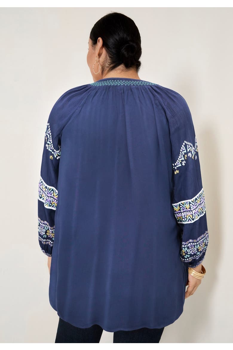 Embroidered Peasant Blouse, Alternate, color, NAVY BOHO EMBROIDERY