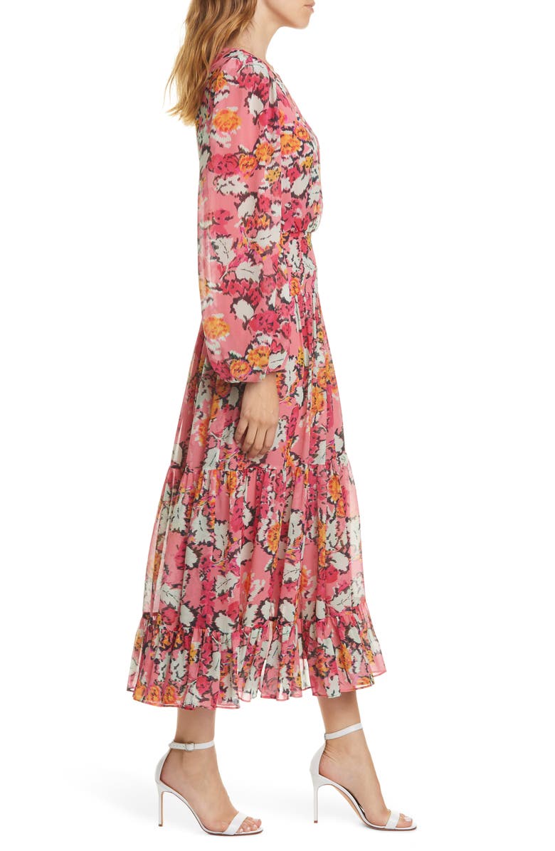 SALONI Isabel Floral Long Sleeve Silk Maxi Dress, Alternate, color,