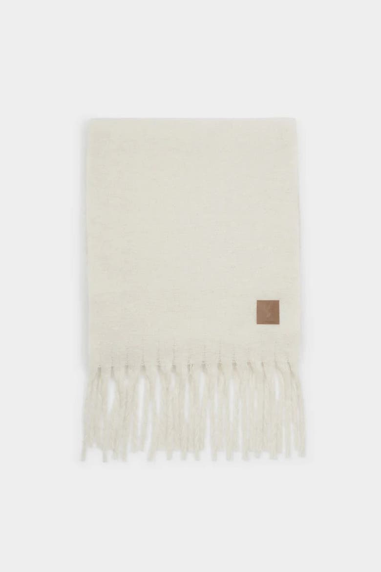 Oversized Recycled Tassel Scarf in Off White, Main, color, Off-White