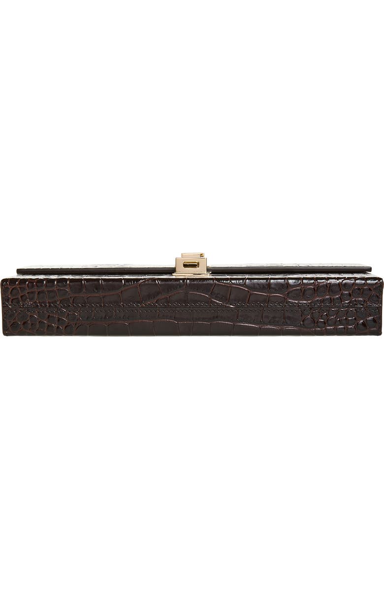 TOM FORD Croc Embossed Patenet Leather East/West Box Clutch, Alternate, color, 1B087 Espresso