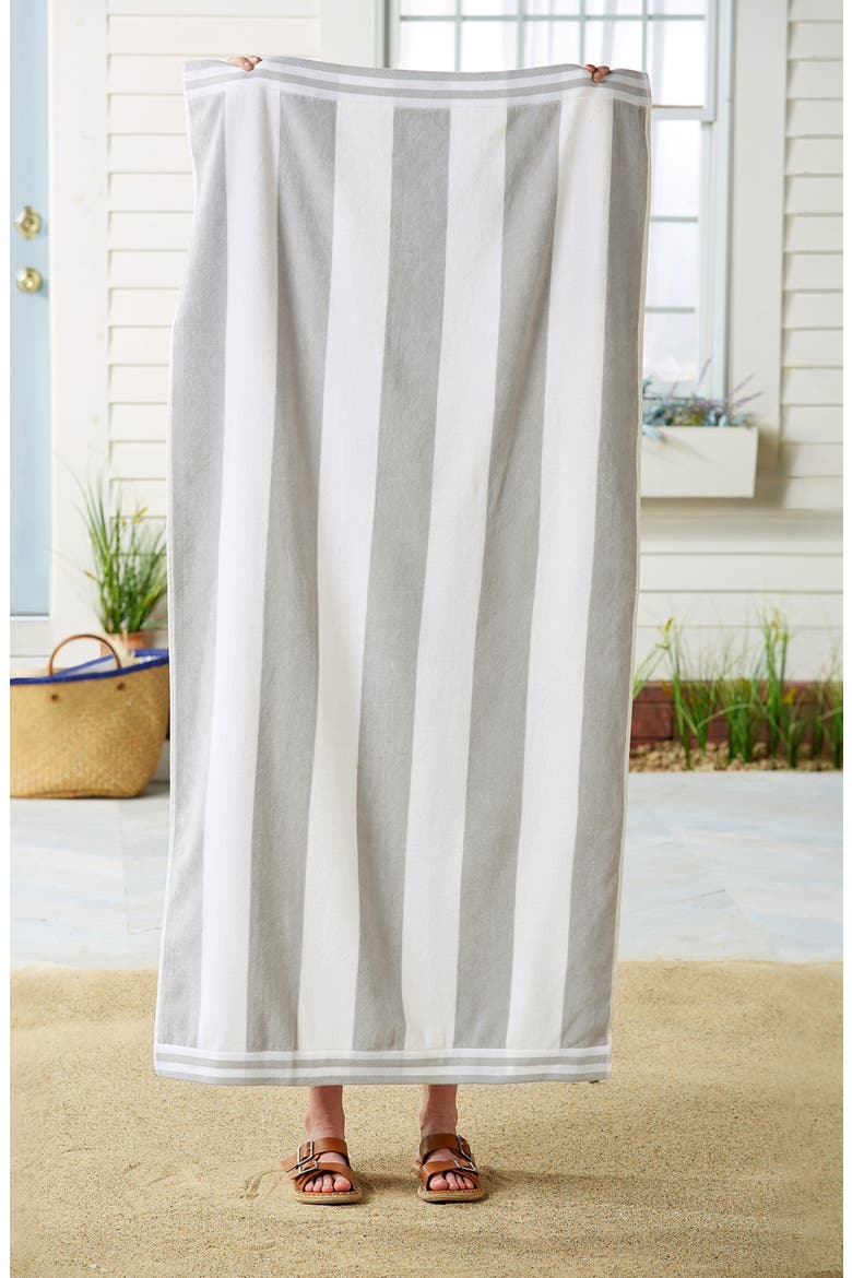 4-Pack Oversize Stripe Beach Towels, Alternate, color, PALE GREY