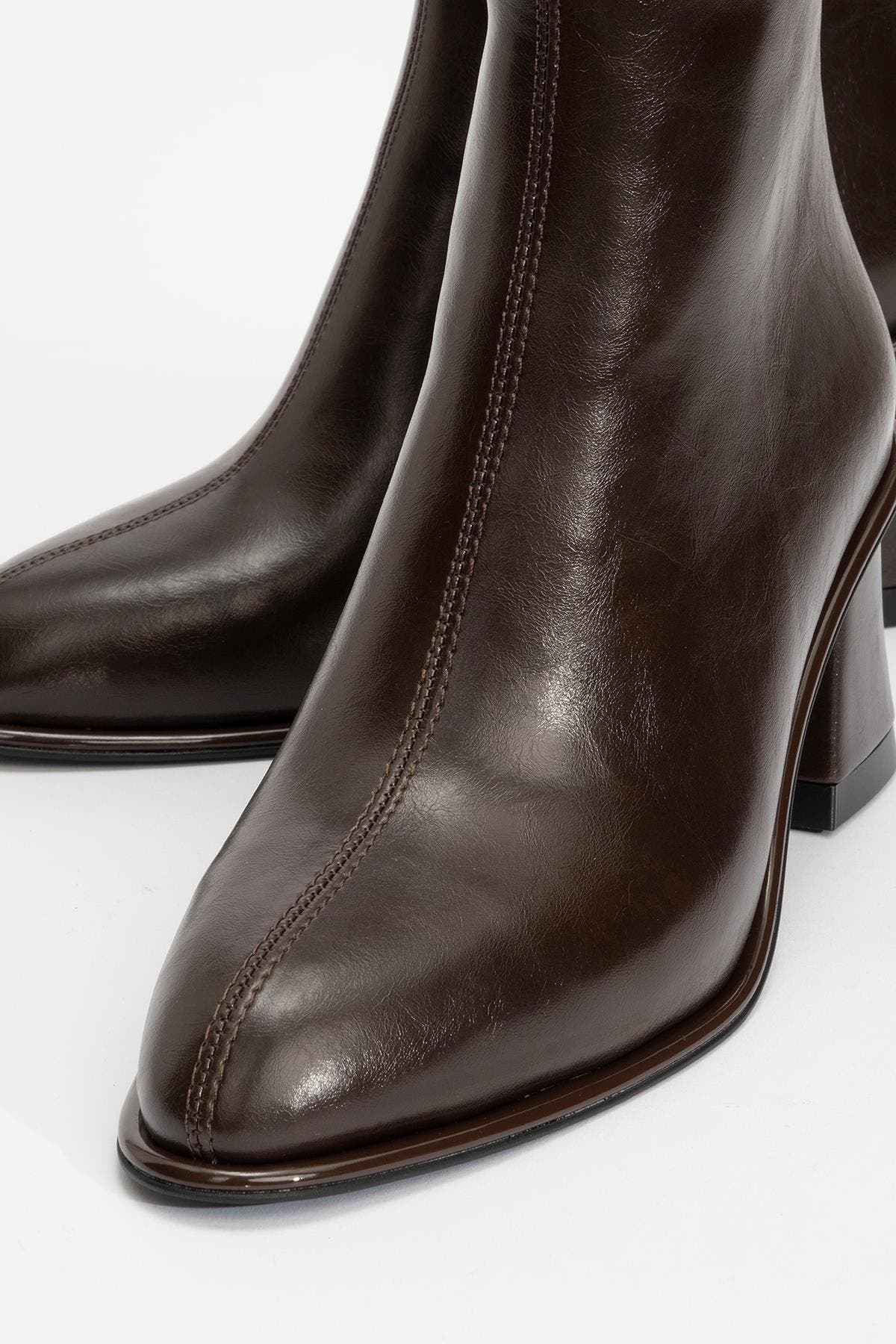 Maura Block Heel Boot, Alternate, color, Brown Faux Leather