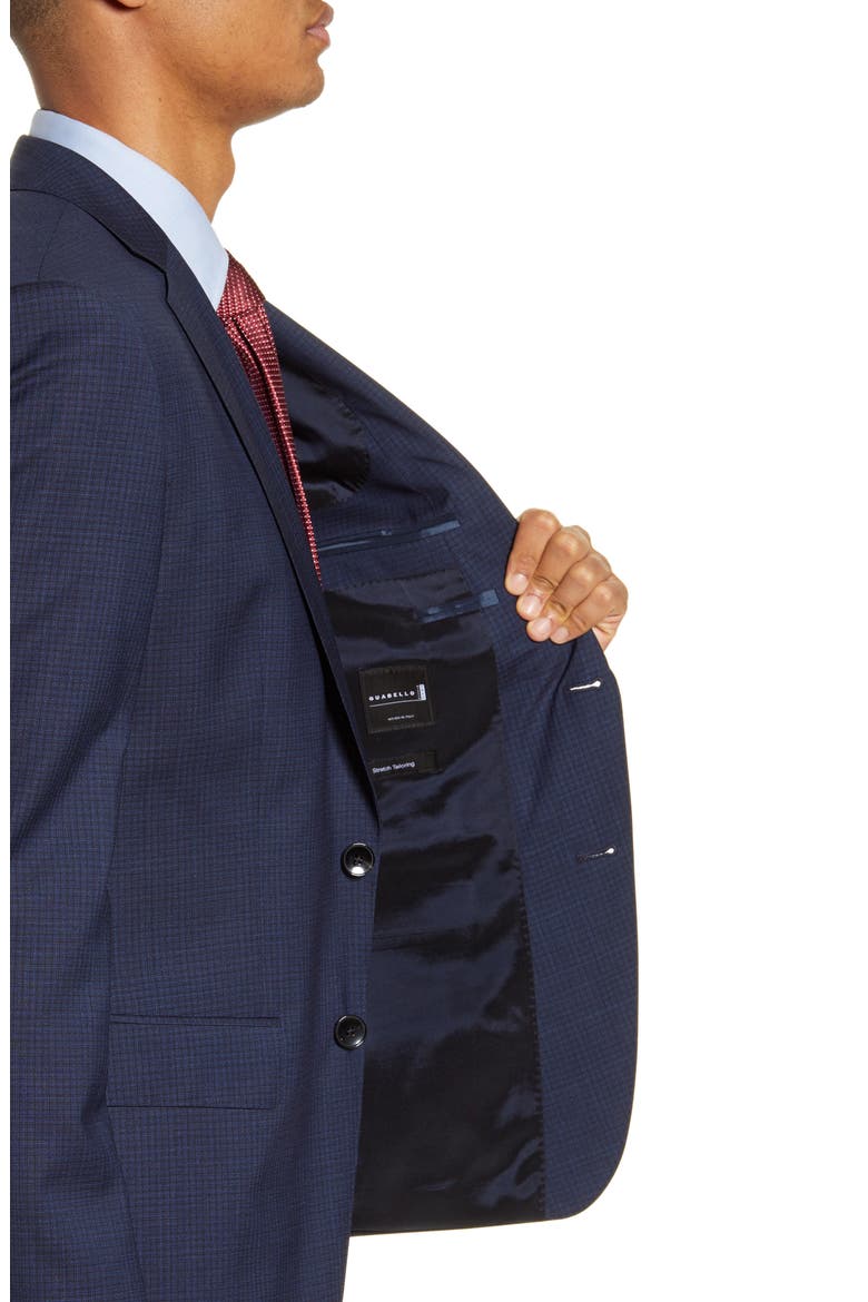 Huge/Genius Trim Fit Check Wool Suit, Alternate, color, NAVY