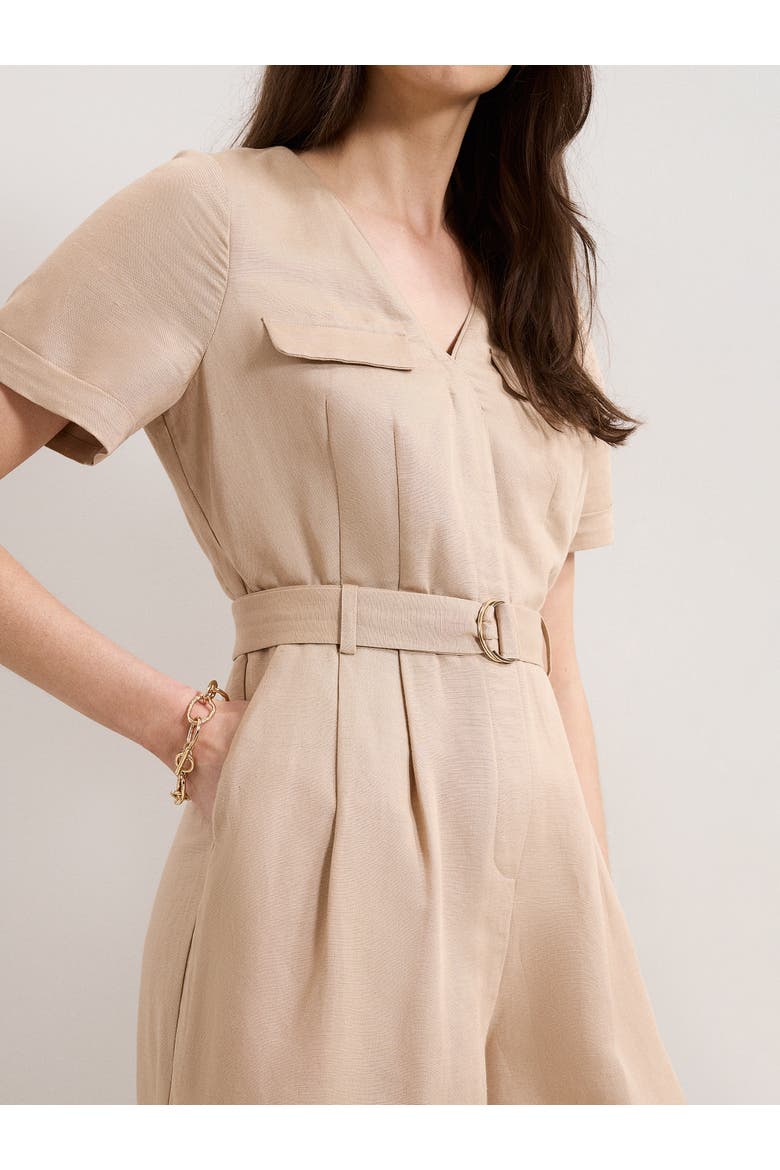 Daniela V-Neck Short Sleeve Jumpsuit, Alternate, color, Neutral