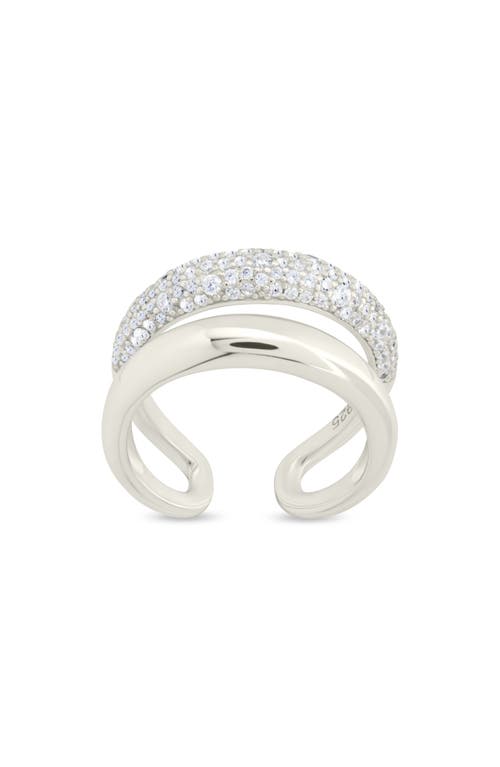 Sterling Forever Maisey Cubic Zirconia Double Band Ring In Metallic