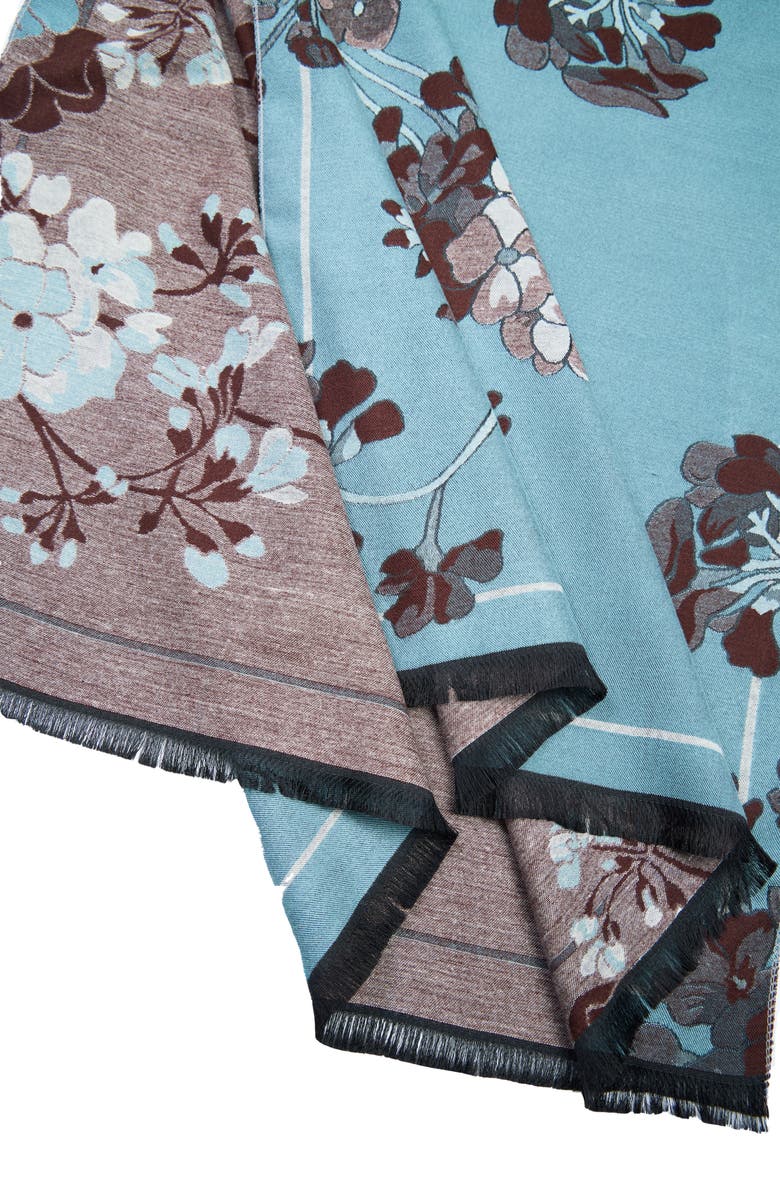 SAACHI Botanical Reversible Print Scarf, Alternate, color, Light Blue