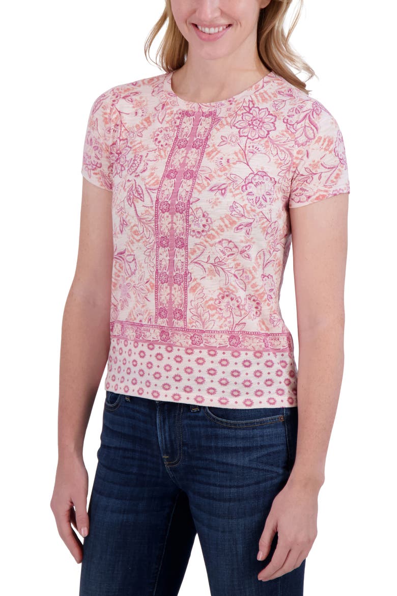 Floral Cotton & Modal T-Shirt, Alternate, color, PINK FLORAL