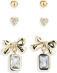 NORDSTROM RACK Set of 3 Cubic Zirconia Stud & Drop Earrings