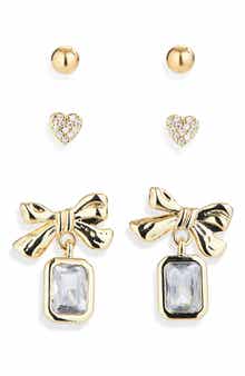 NORDSTROM RACK Set of 3 Cubic Zirconia Stud & Drop Earrings