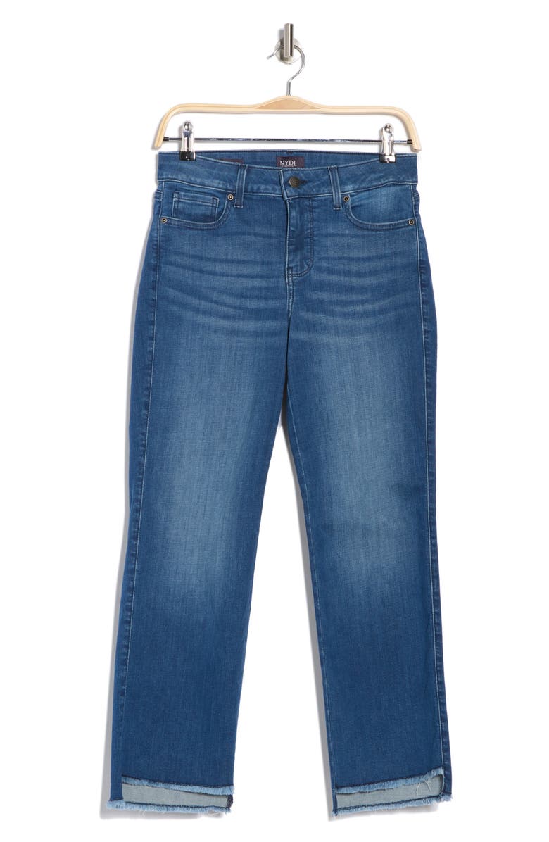 NYDJ Marilyn Frayed Step Hem Ankle Straight Leg Jeans, Alternate, color,