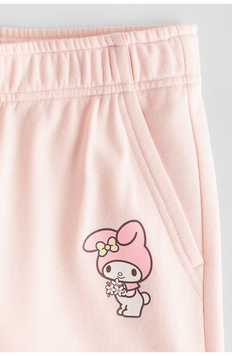 H&M Sweatpant joggers with printed motif, Alternate, color, Light Pink/My Melody