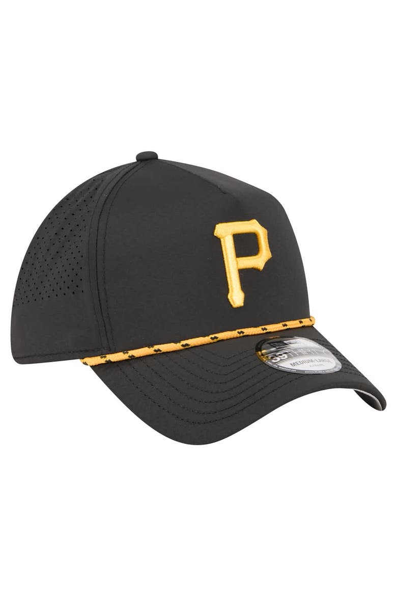 Men's New Era  Black Pittsburgh Pirates 39THIRTY A-Frame Perforated Flex Hat, Alternate, color, Black
