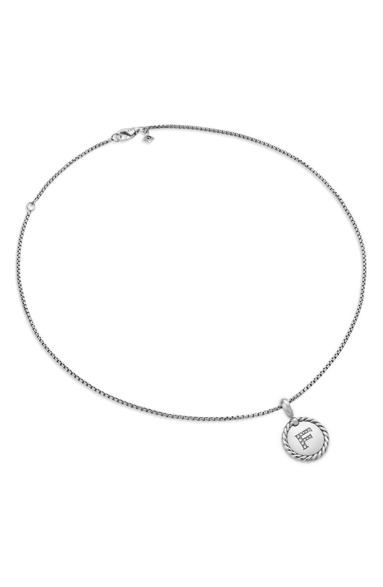 David Yurman Initial Charm Necklace with Diamonds, Alternate, color, Silver/ Diamond-F