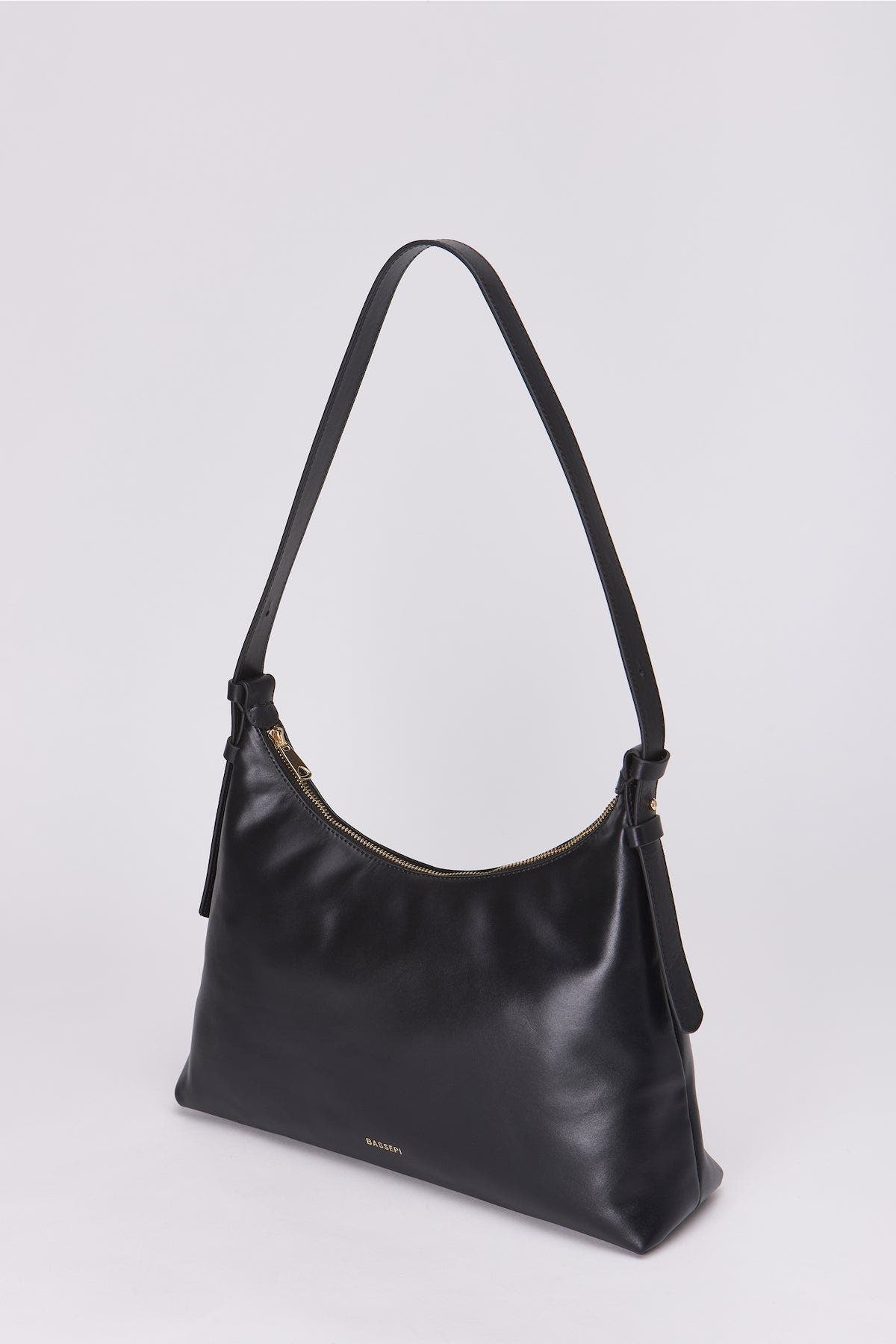 Forever & Always Shoes Elena Hobo Bassepi Leather Shoulder Bag, Alternate, color, Black