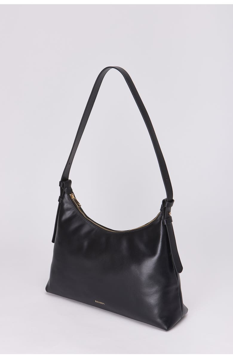 Forever & Always Shoes Elena Hobo Bassepi Leather Shoulder Bag, Alternate, color, Black