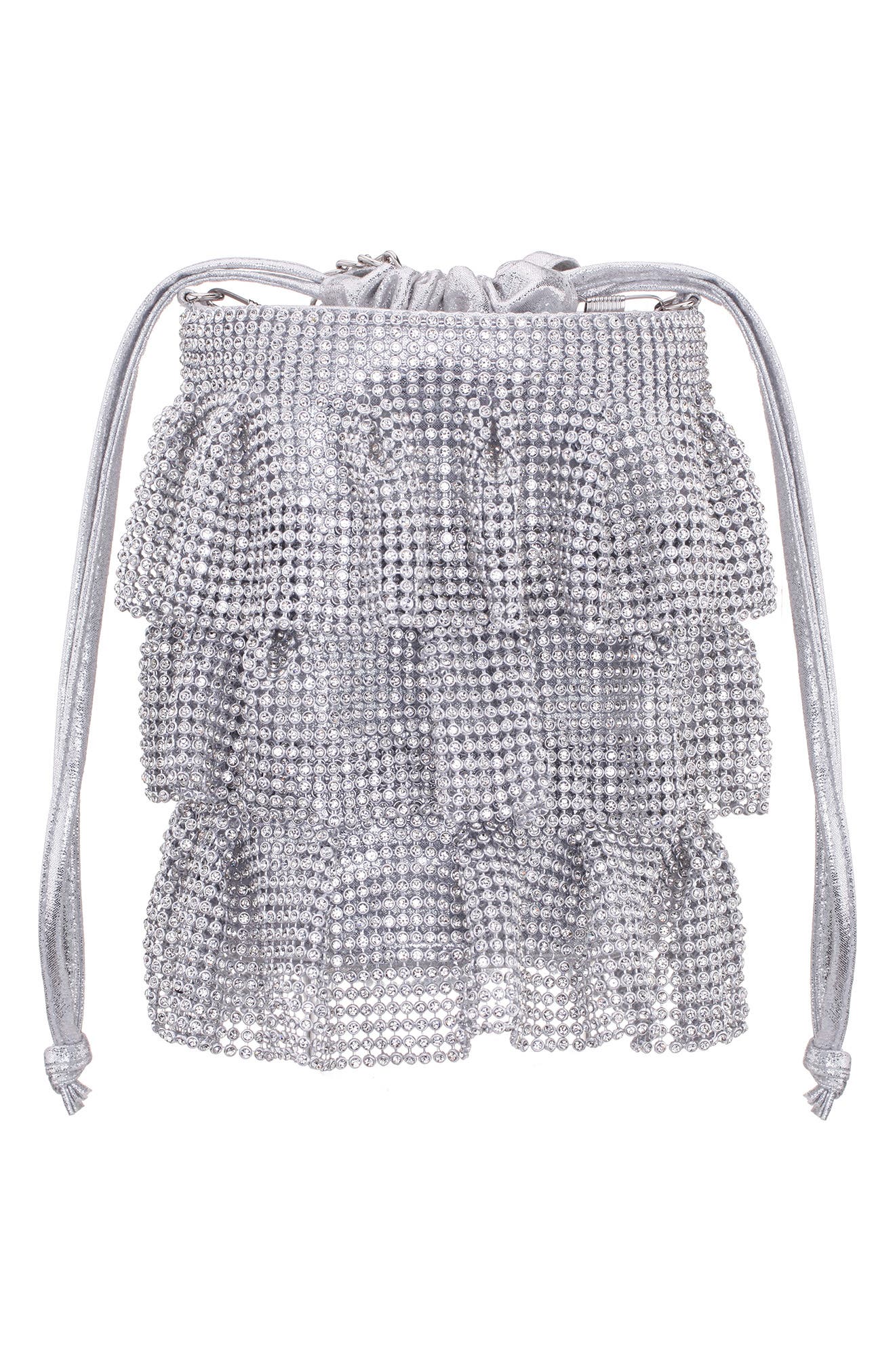 Nina Elegant Drawstring Clutch, Alternate, color, Silver