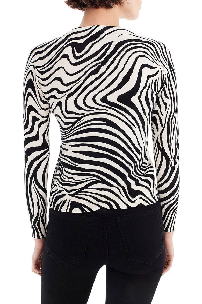 Jackie Zebra Print Cardigan, Alternate, color, BLACK CHAMPAGNE