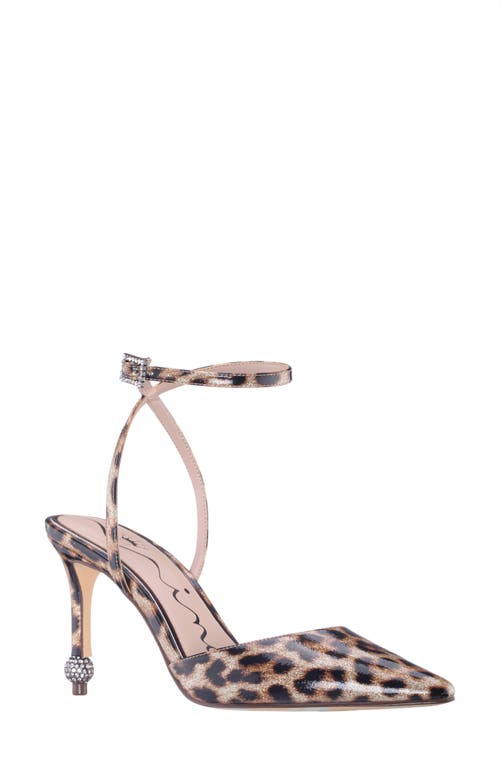 Nina Nasha Ankle Strap Pointed Toe Pump In Animal Print