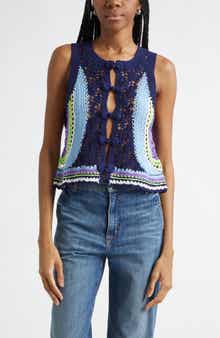 Adriana Crop Cotton Crochet Vest