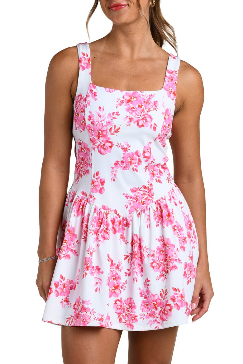 Rally Rose Print Tennis Dress, Main, color, WHITE