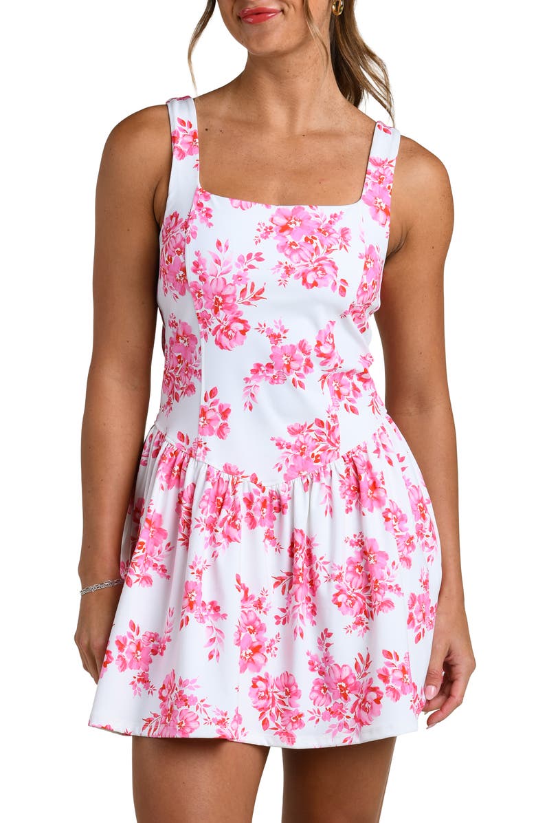 La Blanca Rally Rose Print Tennis Dress, Main, color, White