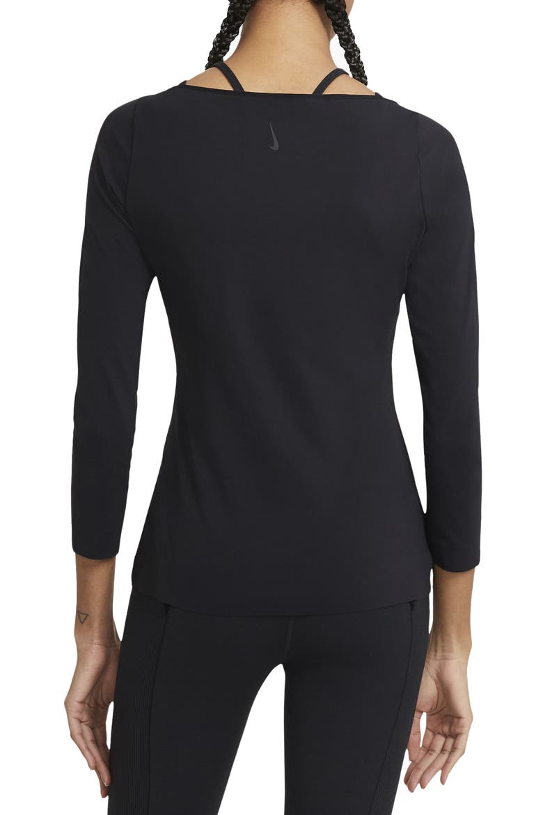 Yoga Luxe Long Sleeve Top, Alternate, color, BLACK/ DARK SMOKE GREY
