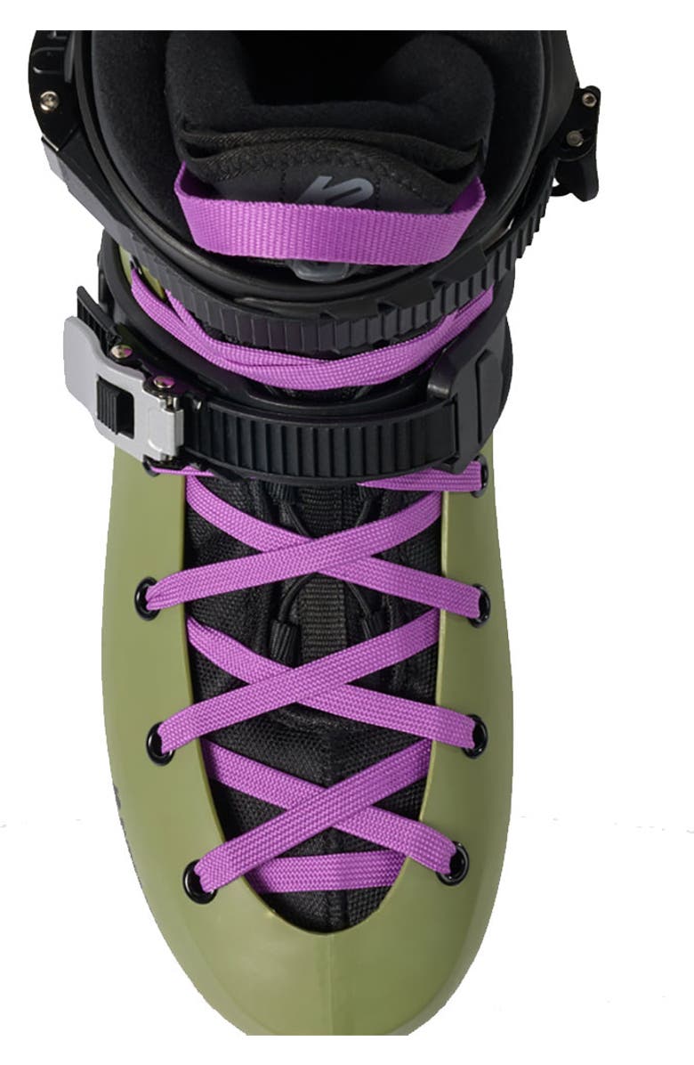 K2 Surge 100 3 Wheel Inline Skates for Men Women Adult, Unisex Street Fitness Roller Skate Blades, Alternate, color, Olive/Purple