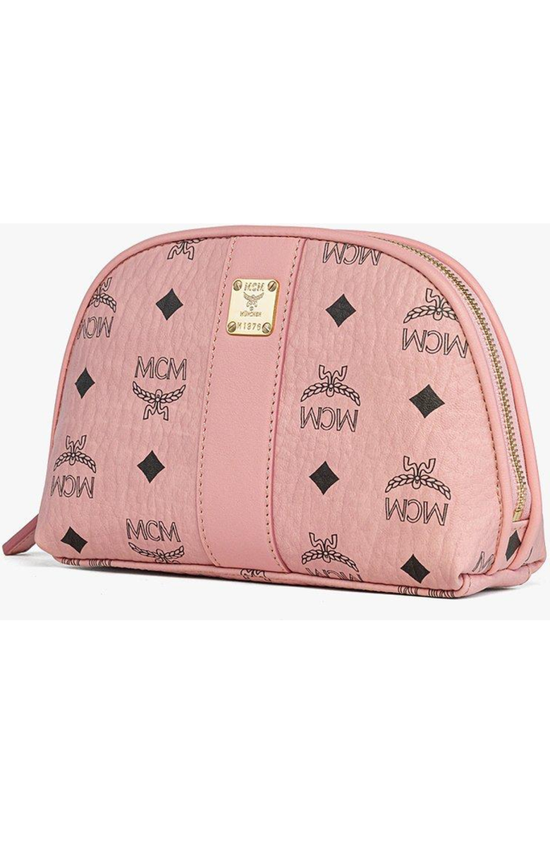 MCM Aren Cosmetic Pouch in Visetos, Alternate, color, Pink