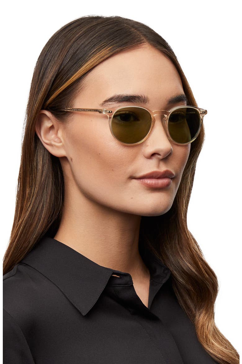 Riley 49mm Round Sunglasses, Alternate, color, LIGHT BEIGE