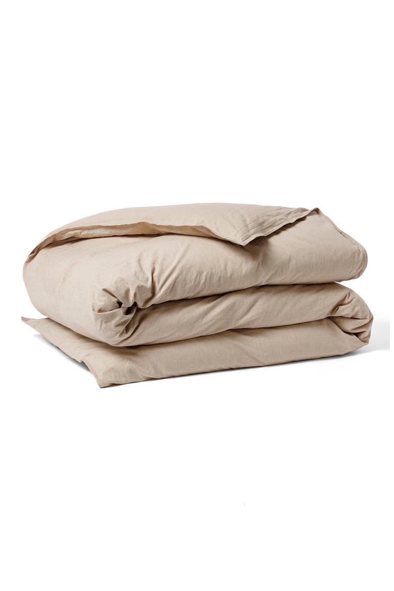 Crinkled Organic Cotton Percale Duvet Cover, Main, color, HAZEL CHAMBRAY