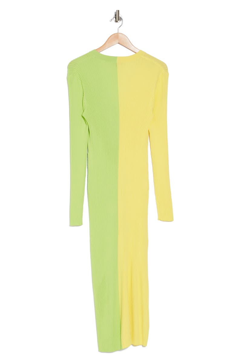STAUD Shoko Colorblock Sweater Dress, Alternate, color, Limoncello Lime