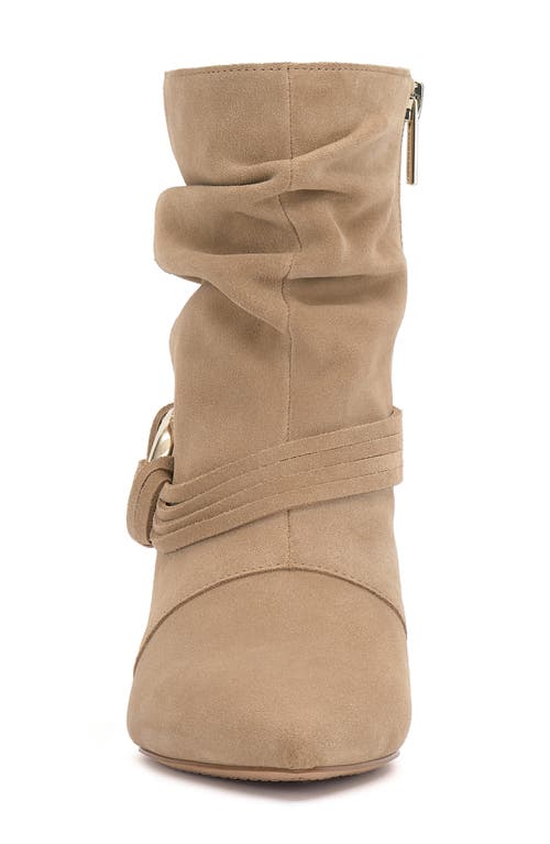 Vince Camuto Kirpa Slouch Embellished Mid-heel Dress Booties In Brown