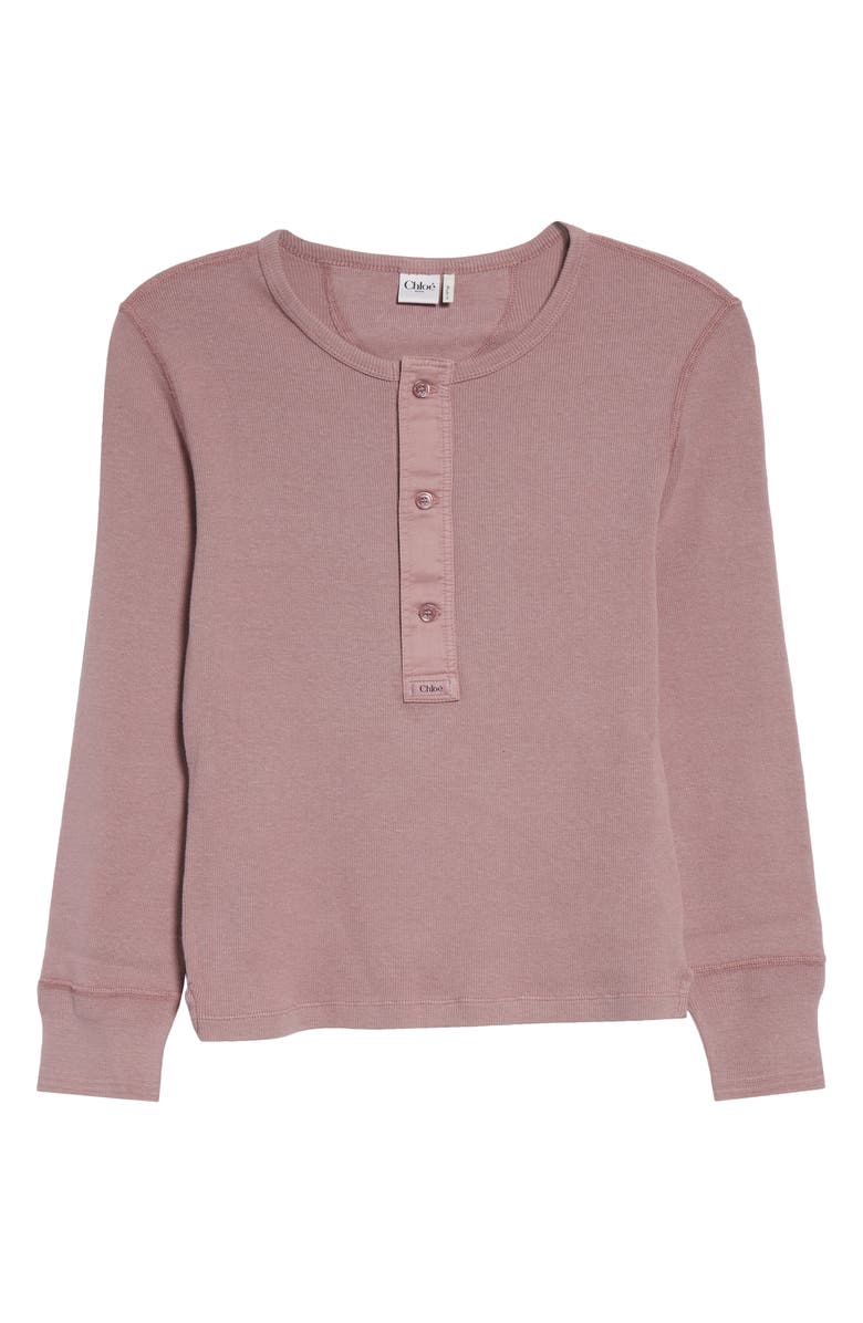 Chloé Rib Organic Cotton Henley, Alternate, color, Blushy Purple