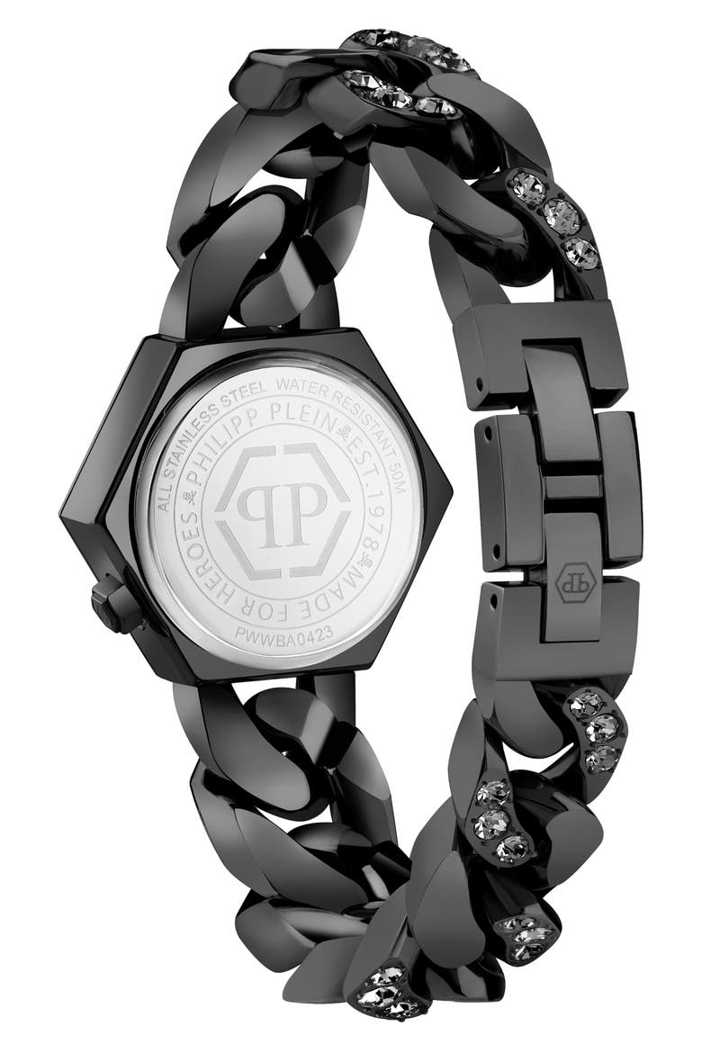 The Hexagon Bracelet Watch, 28mm, Alternate, color, BLACK