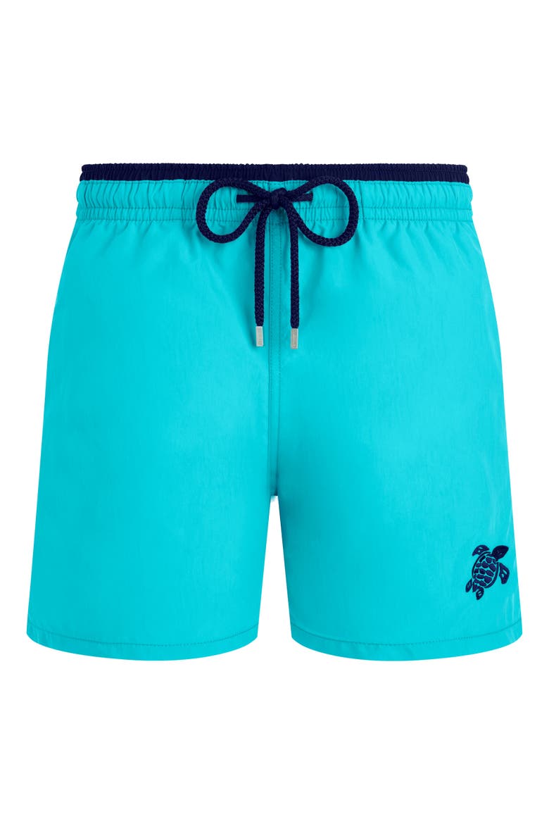 Men's Solid Bicolor Length Swim Trunks, Alternate, color, BORA BORA